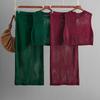 Tailored Hollow Sleeveless Vest Set For Summer Knitted Slit Skirt Two-piece Set