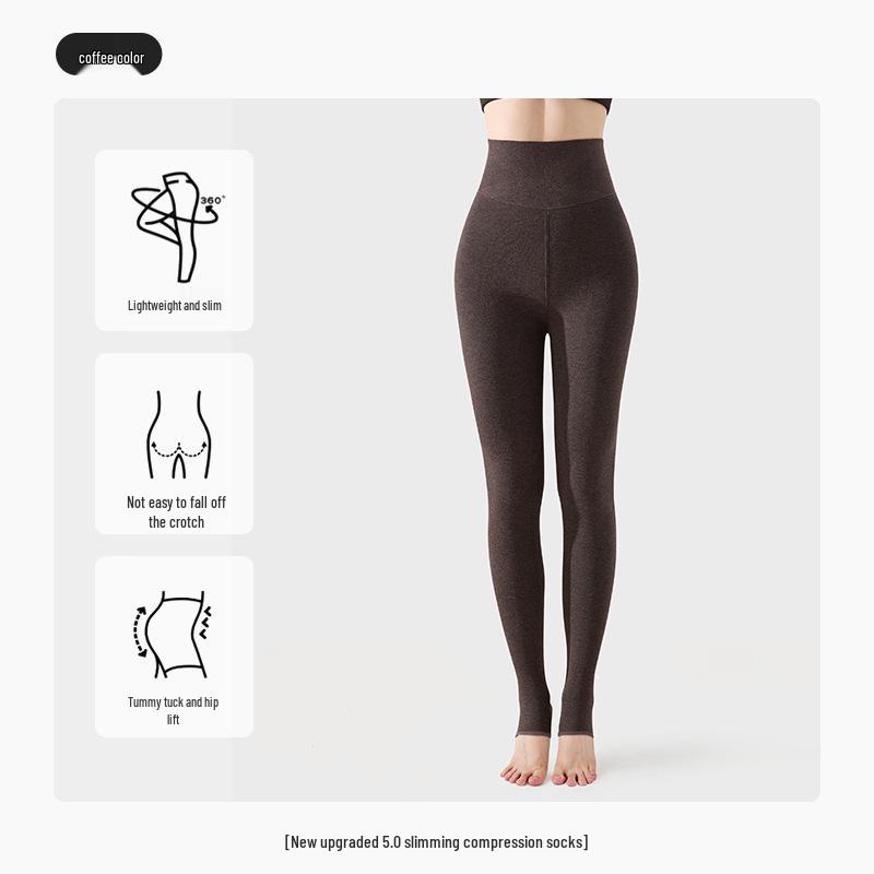 Tall Women's Extra Long Compression Leggings - Anti-Roll Fleece Lined Tights for Autumn/Winter