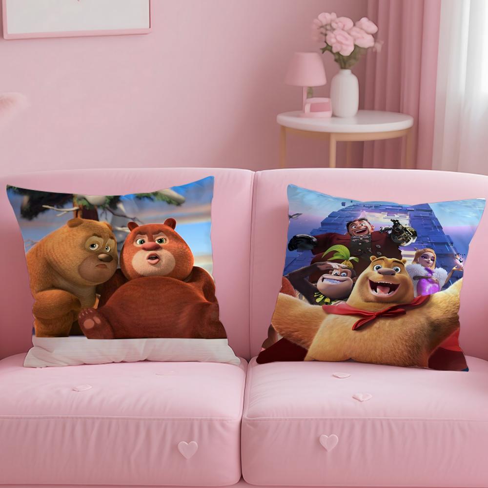 classic cartoon Boonie Bears Cushion Cover Soft & Easy-Wash Pillow Case – Versatile for Couch, Bed, Travel and Office