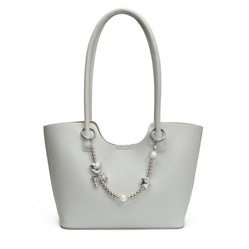 2025 Spring and Summer New Girls Fashion Handbag Foreign Style Simple Solid Color Shoulder Bag Women's Bag Large Capacity Tote Bag