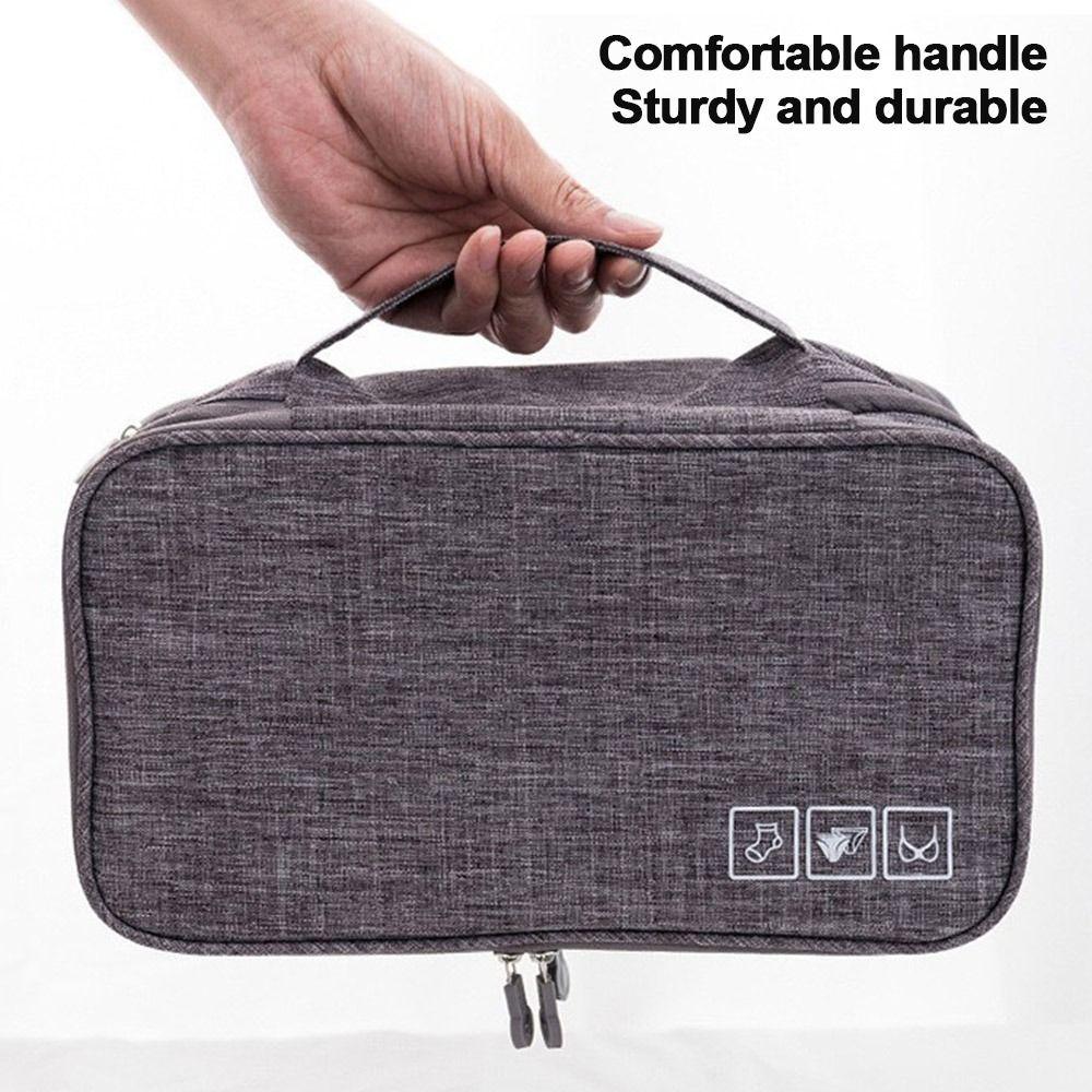 Multi-Compartment Travel Underwear Storage Bag Zipper Closure Cosmetic Wash Package Bag  Daily Use
