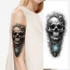 3pcs Temporary Tattoo Black And Grey Realism Scorpion With Skull Horned Skull Skull With Bird For Women Adults Men