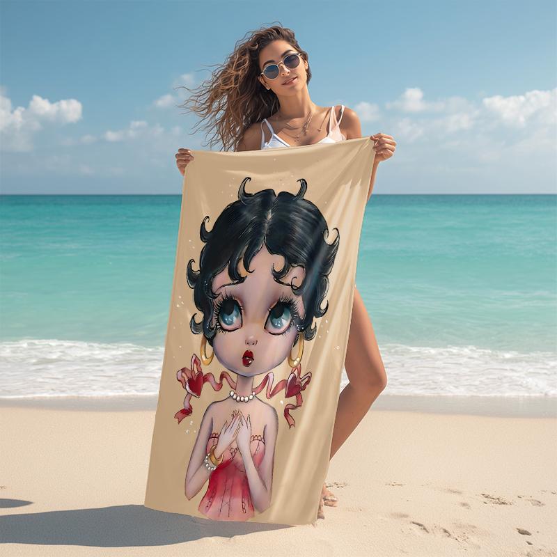 1Pc Betty Boop Dress Beach Towel Microfiber Beach Towel Thin Absorbent For Beach Swimming Yoga Bath Sports 09176