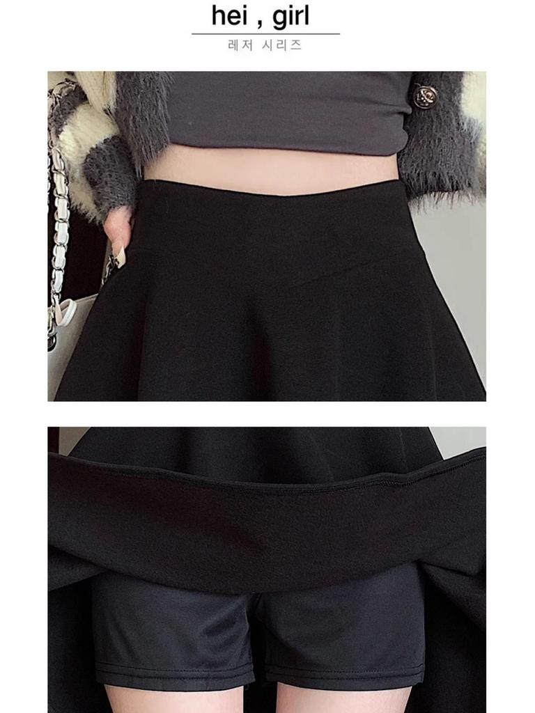 Black High-Waisted Wool Pleated A-Line Short Skirt for Women - Slim-Fit Spring/Autumn 2026 Collection