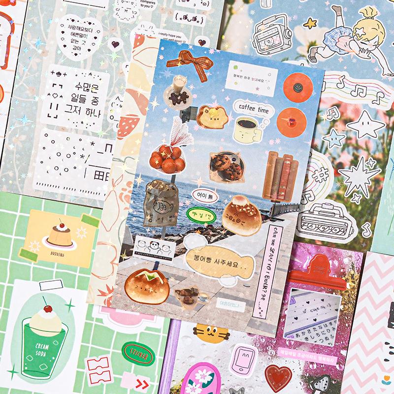 30sheets Kawaii Wind Chime Grass Diary M5 Sticker Book DIY Diary Scrapbook Aesthetic Stationery Stickers
