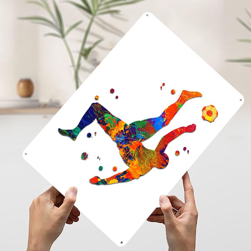 Football Player Metal Poster Customized Wall Art Retro Vintage Tinplate Signs for Man Cave Living Room Decoration Office Decor
