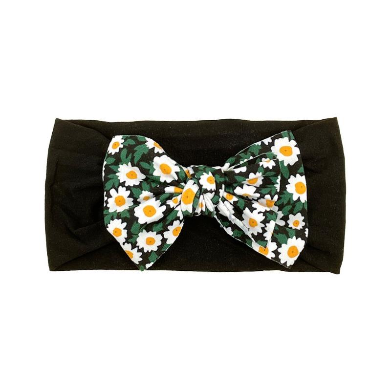 baby new children's hair accessories cute baby floral seamless wide headscarf nylon bow baby headband