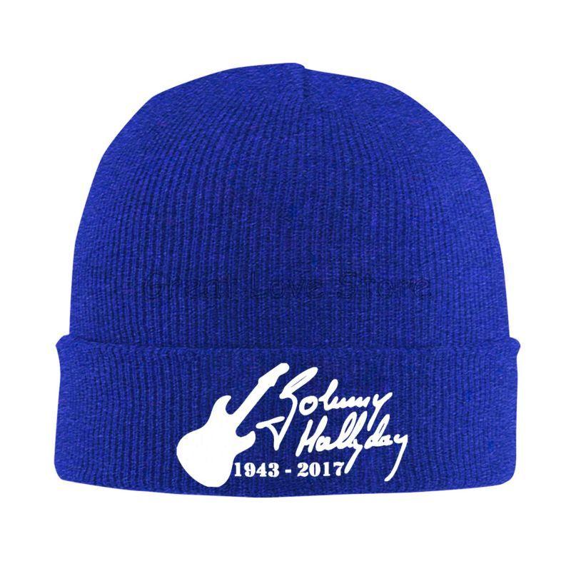 Johnny Hallyday Print Bonnet Hats Street Knit Hat for Men Women Winter Warm Skullies Beanies Cap for Travel Outdoor Camping