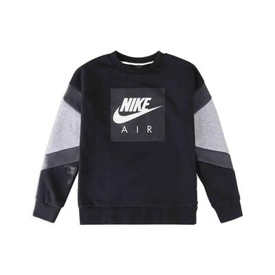 Sweatshirt With Patchwork Design And Logo Print Round Neck Pullover Long Sleeve Kids Sweatshirts Black CD7280-010