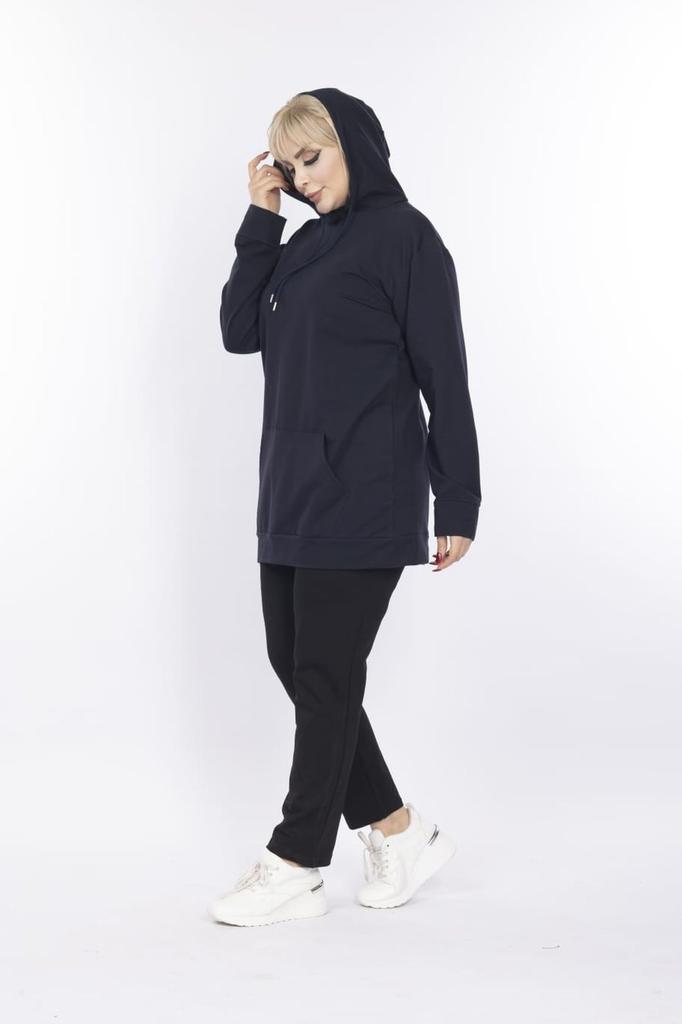 Damska Bluza w Stylu Oversize Odzież Plus Size Granatowa Bluza