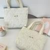 Korean Style Quilted Bow Embroidery Handheld Canvas Handbag for Women 2026 New