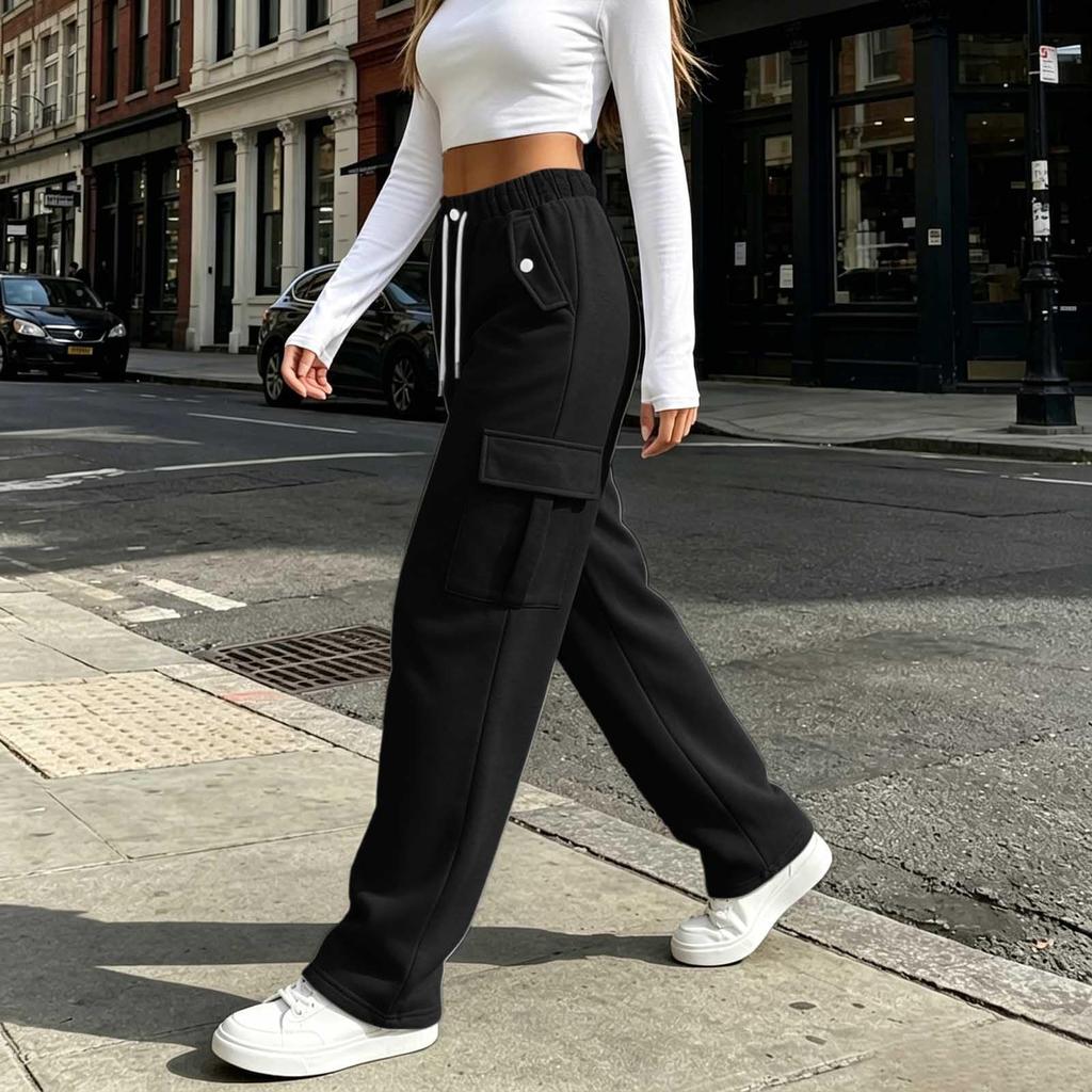 Women's Wide Leg Pants Loose Fit Color Casual Trousers