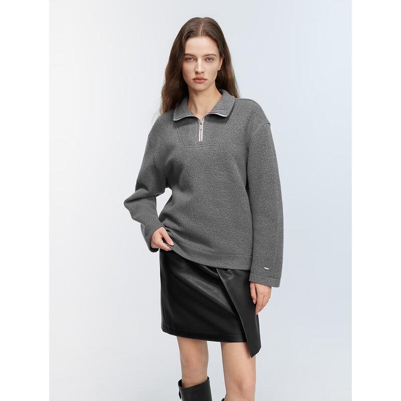 ELLE Women's Wool Blend Quarter-Zip Sweatshirt