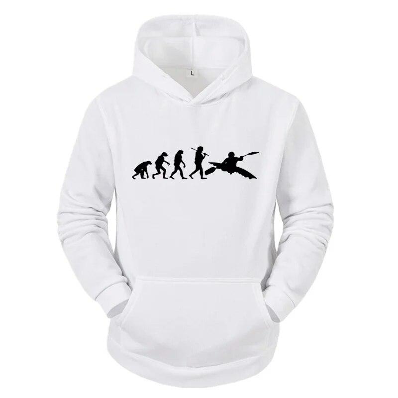 Ewolucja Kajakarstwa Ludzkiego Bluza z Kapturem Nowa Moda Najwyższa Jakość z Kapturem Casualowa Odzież Unisex Ewolucja Projektu Kajaka Bluzy