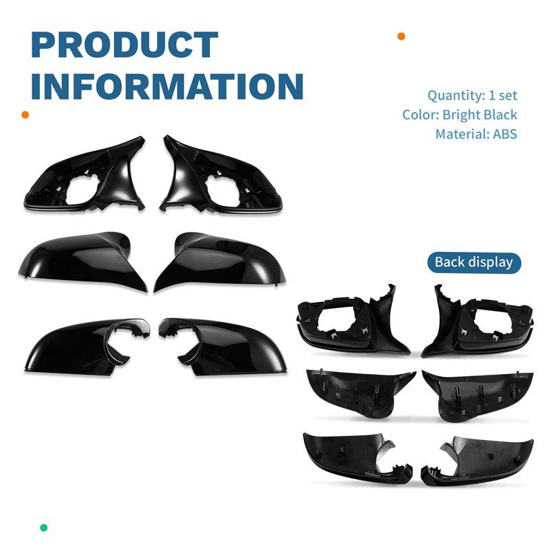For BMW 1 2 3 4 X Series F20 F21 F22 F23 F30 F35 F34 F32 F33 F36 E84 I3 F87 M2 Rearview Mirror Cover Caps-Black Color