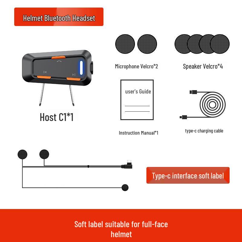 Waterproof Bluetooth Motorcycle Helmet Earphones with Noise Cancelling & Multi-person Intercom