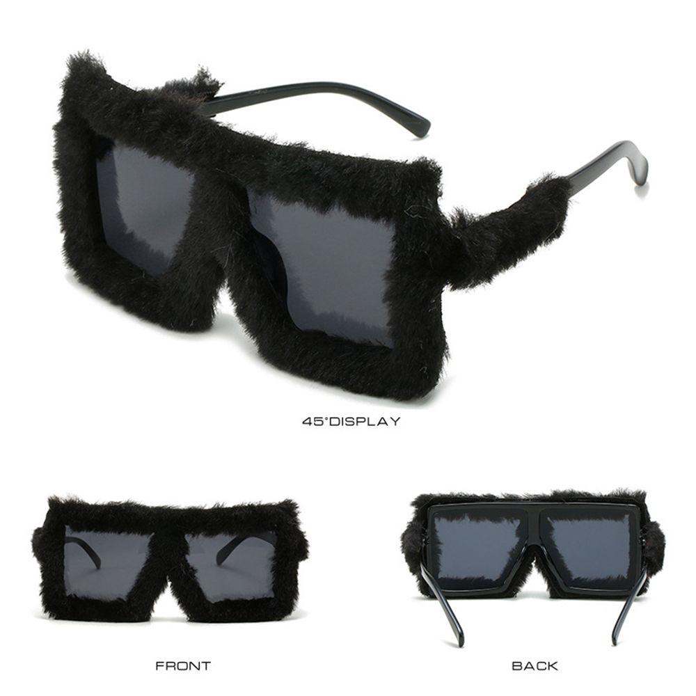 UV400 Ladies Shades Square Frame Soft Fur Ladies Sexy Shades Plush Sunglasses Punk Sun Glasses