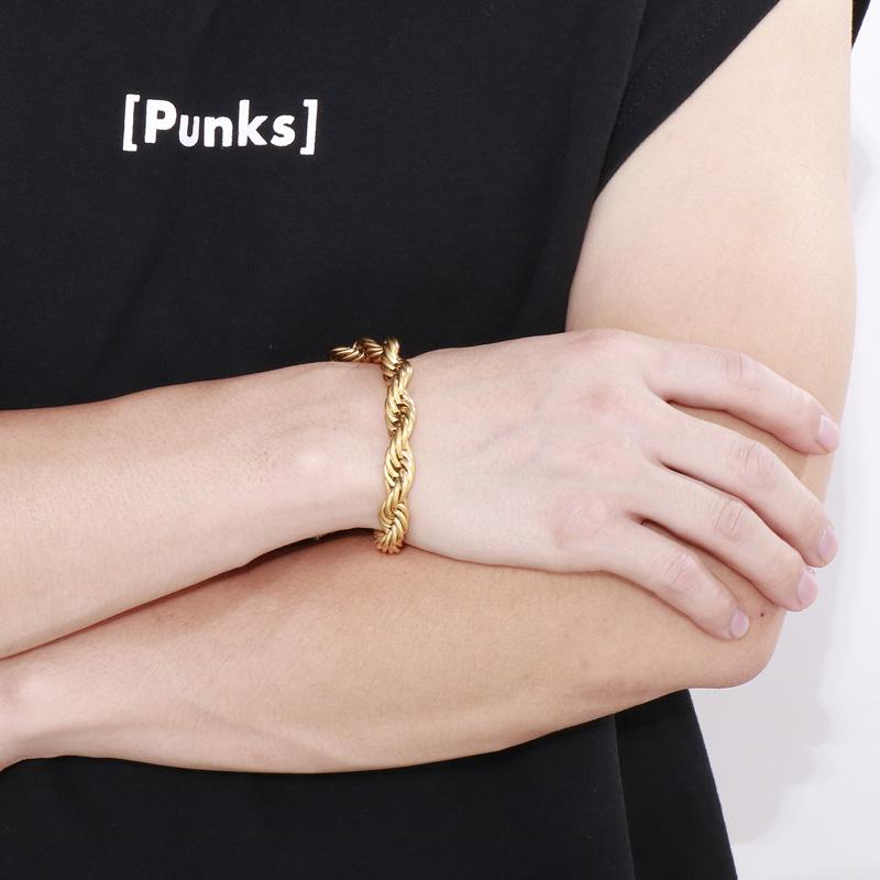 KALEN 10mm Rope Chain Bracelet Men‘s Hip Hop Personalized Stainless Steel Trendy Jewelry Chunky Twisted Accessories Male Gift