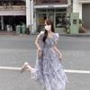 French Mori Super Fairy Bubble Sleeve Dress Women's Summer Large Size Fat Mm Gentle Wind Skinny Chiffon Princess Dress