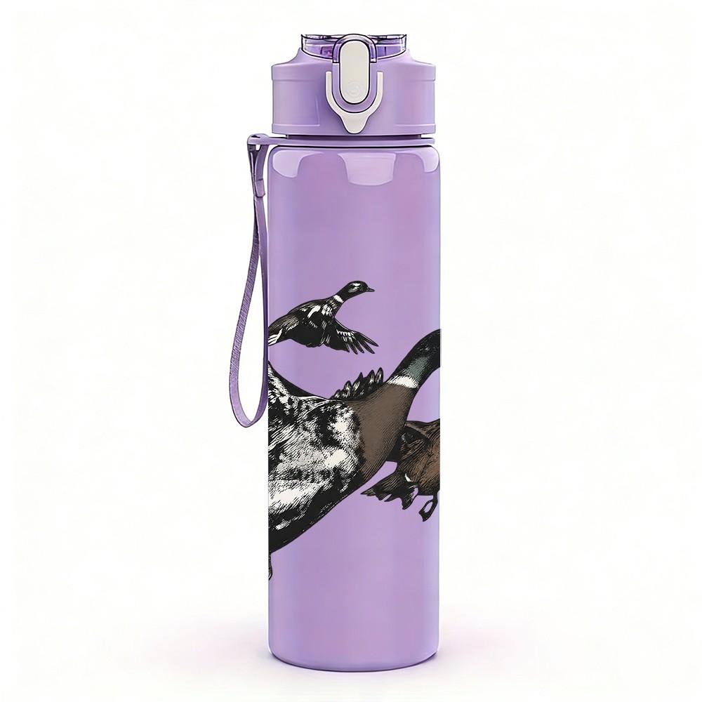 1PC Wild Duck Hunting Graphic 750ml sports water bottle leakproof straw lid outdoor office home
