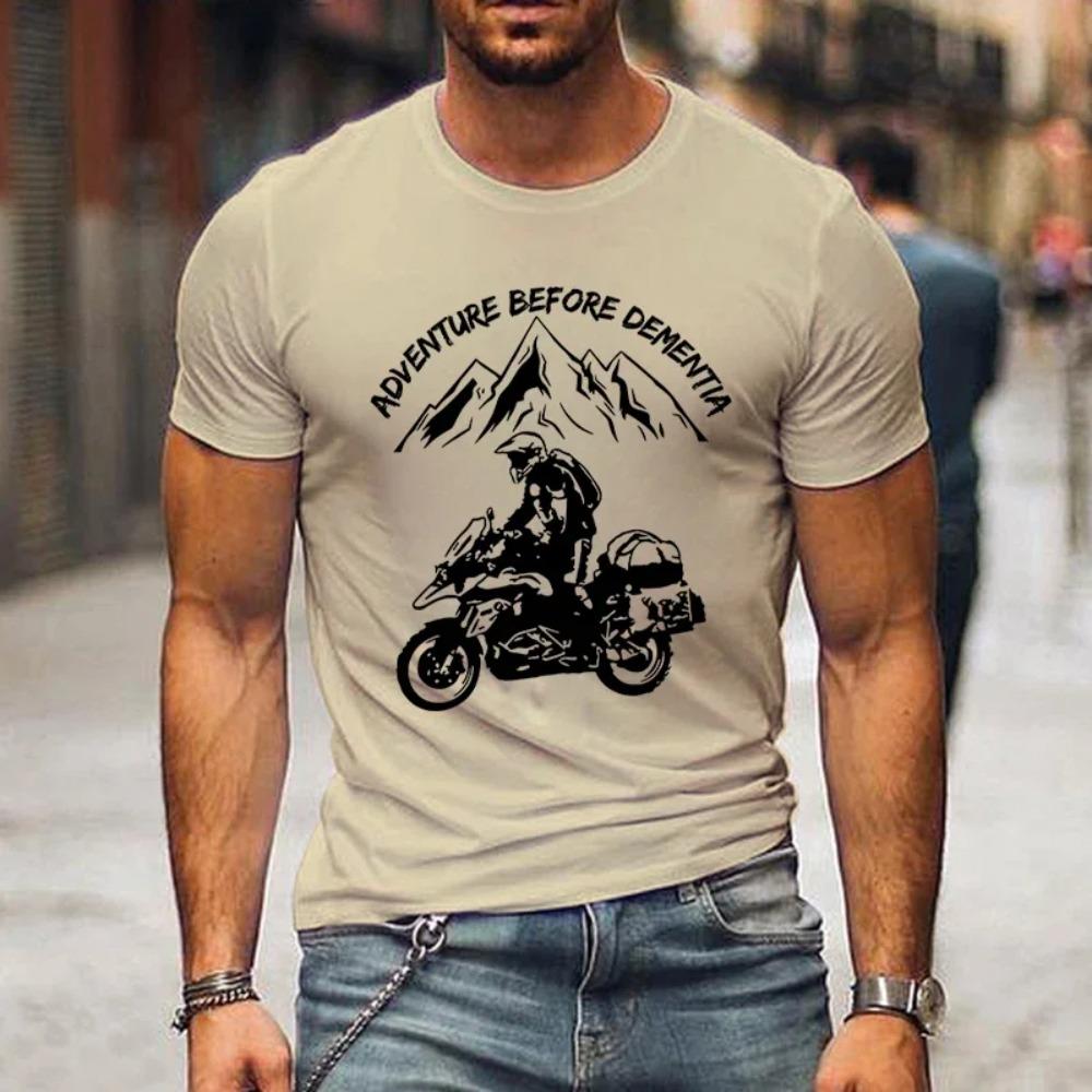 Adventure Before Dementia Shirts for Men Funny Mountain Adventure Motorcycle T-shirts Harajuku Fashion Tshirt Loose Men T Shirt