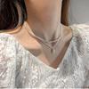 Palace style necklace, double-layered pearl oval pendant, beautiful casual clavicle chain