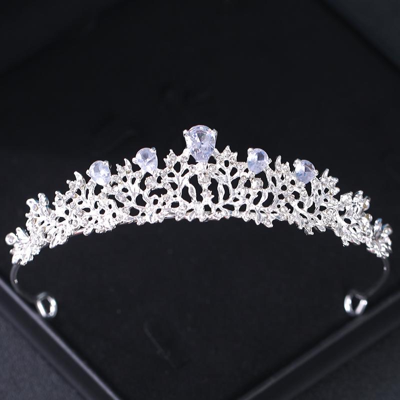 Silver Color Crystal Bridal Tiaras And Crowns Rhinestone Prom Princess Crown Tiara For Women Wedding Hair Accessories Jewelry