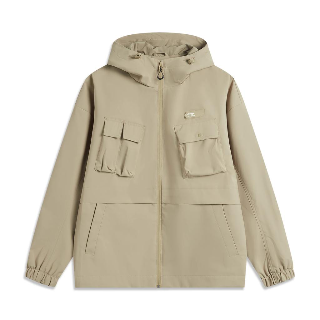Li Ning Sports Lifestyle Series Solid Color Zipper Hooded Comfortable Breathable Fleece Warm Windbreaker Men Outerwear Fleece-Brown AFDU613-5