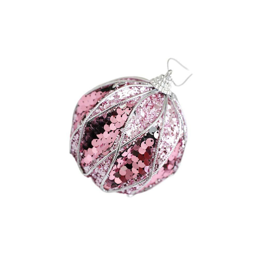 8cm Pink Christmas Balls Glitter Xmas Tree Pendant Christmas Tree Hanging Ornament  Living Room