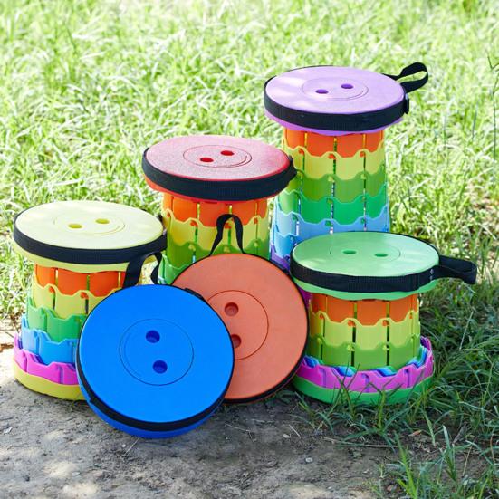 Yousheng Retractable Stool with Carrying Handle Portable Height Adjustable Lightweight Heavy Duty Outdoor Camping Picnic Fishing Telescoping Folding