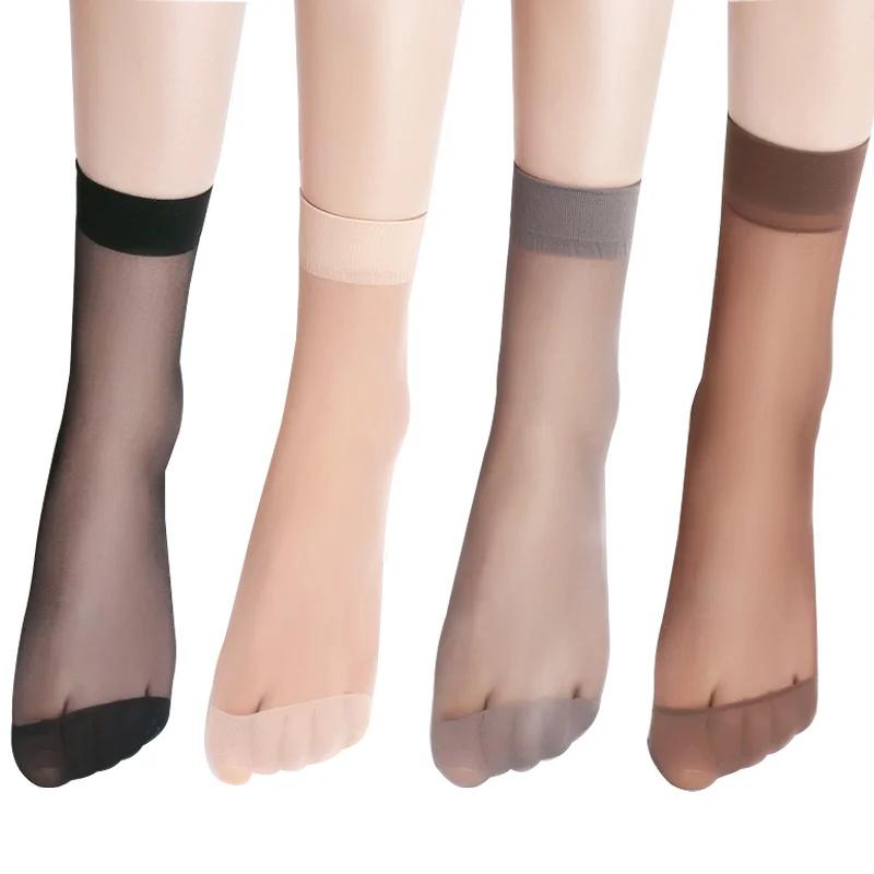 Summer Transparent Socks Ultrathin Women Crystal Silk High Elastic Non-Slip Nylon Soft Fashion Middle Tube Ankle Stockings