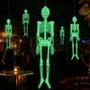 Life Size Skeleton Decor Halloween Glow Decor, 90cm-1.5m Fluorescent Fake Skull Prop for Reusable Horror Party Favors Haunted House, Articulated