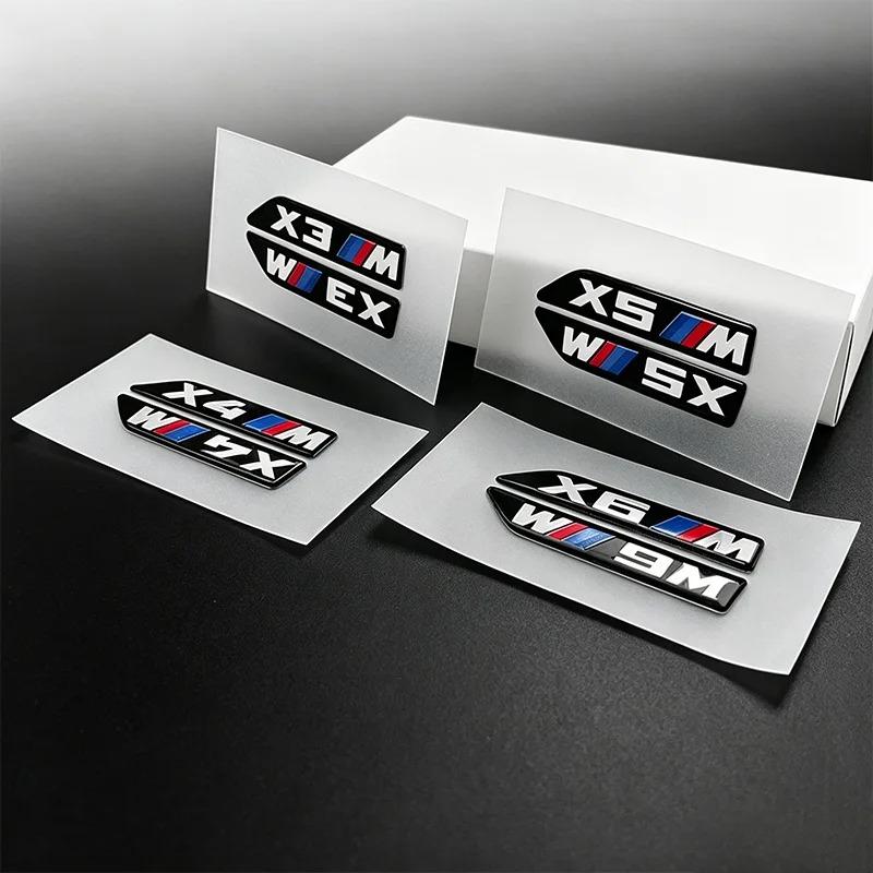 2Pcs 6.8cm for BMW M Power X1 X2 X3 X4 X5 X6  Car Fender Side Badge Emblem Black Sticker Logo Styling Decor Glossy Accessories msjk68