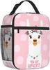 Cute Llama Animal Pink Alpaca Lunch Bag Insulated Reusable Lunch Box Lunch Tote Lunchbox Portable Bento Bags For Men