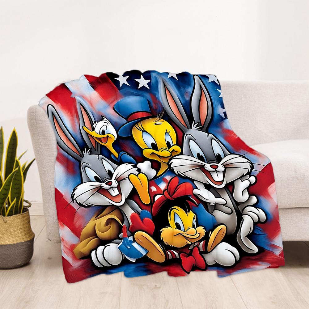 1pc American Looney Tunes Outdoor Blanket, Soft And Comfortable Blanket, Casual Warm, Camping Travel Blanket, Birthday Gift. M71404