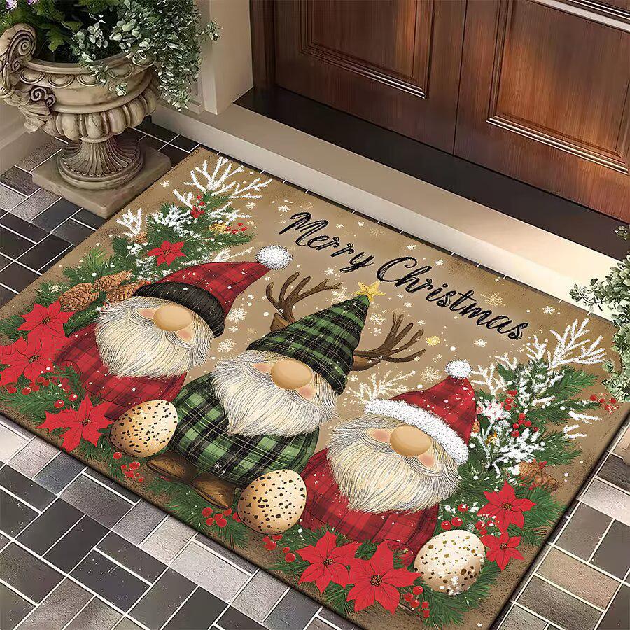 Christmas Crystal Velvet Non-Slip Entrance Doormat - Water-Absorbent and Dirt-Resistant Foot Pad