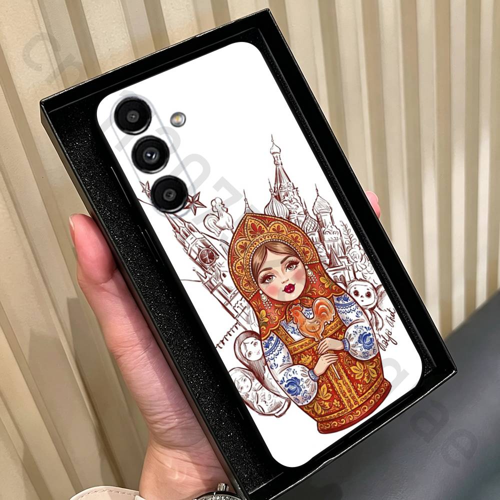 Russian Art Matryoshka Phone Case For Samsung Galaxy A13,A21s,A22,A31,A32,A52,A53,A71,A80,Soft Black Shell