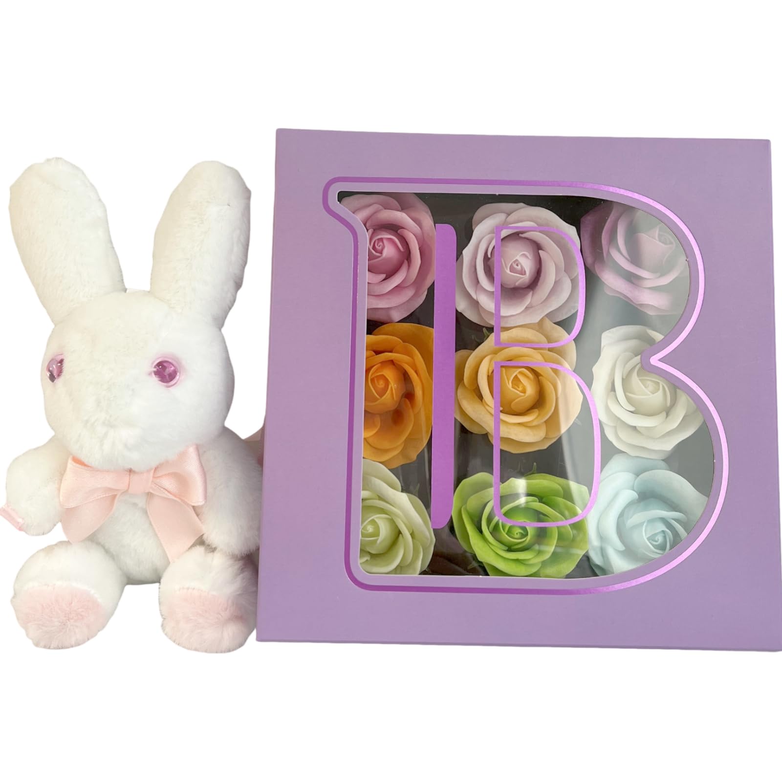 Soap Flower Bath Bath Bath Petal Fresh Rabbit White Gift Present Plush Christmas 838071 Q-FLA Additives, Fragrance, Bloom, Set, Box, Toy, Gift,