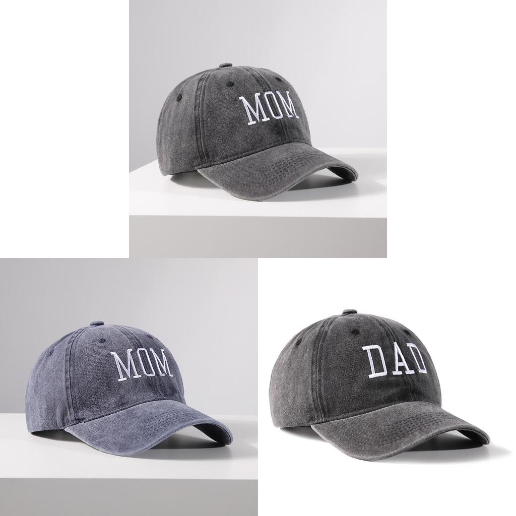 Dad Mom Letter Embroidery Cotton Baseball Hat With Adjustable Fit For Summer