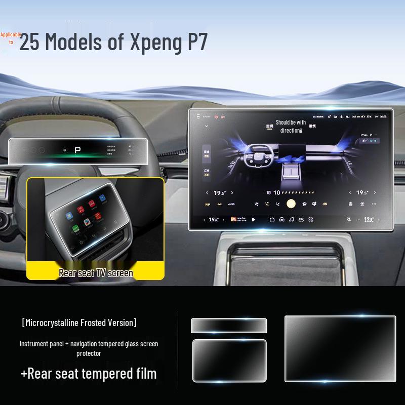 Tempered Glass Screen Protector for 25 Xiaopeng P7 Models - Central Control Navigation Film for Interior Modification