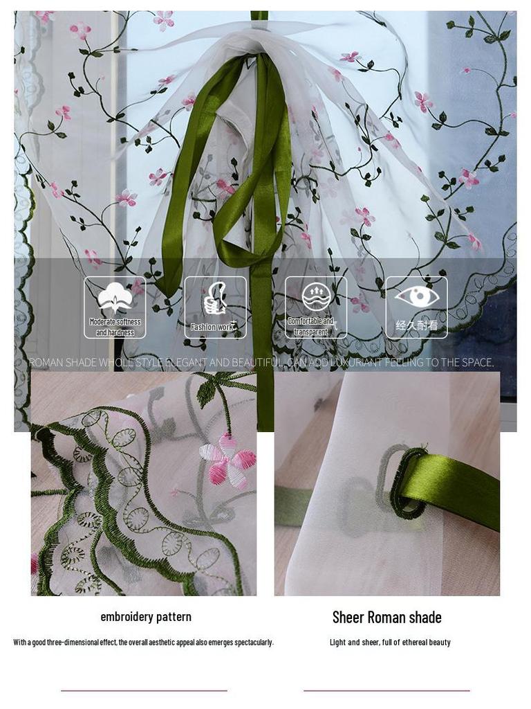 Liftable Semi-Blackout Roman Shade Wisteria Curtain for Living Room, Bedroom, and Study