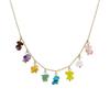 Luxury Niche Jewelry, Titanium Steel Necklace with Colorful Natural Stones and Multiple Pendants, Stainless Steel Necklace for Women