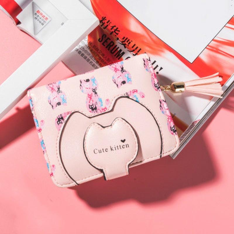 commodity Women Cute Cat Wallet Small Zipper Girl Wallet Pu Leather Women Coin Purse Female Card Holder Wallet
