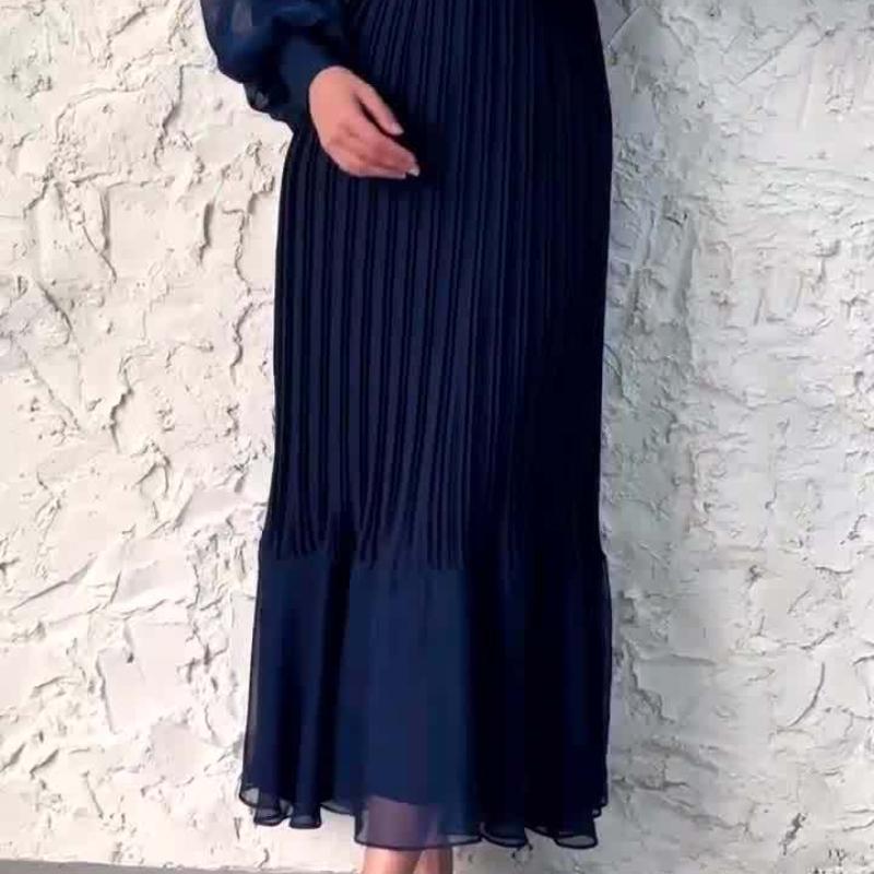 Schnür-Rüschen-Lockeres Maxi-Kleid für Damen Hohe Taille Elegant Bandage Patchwork Freizeitkleid Weibliches Sommer-Langes Kleid