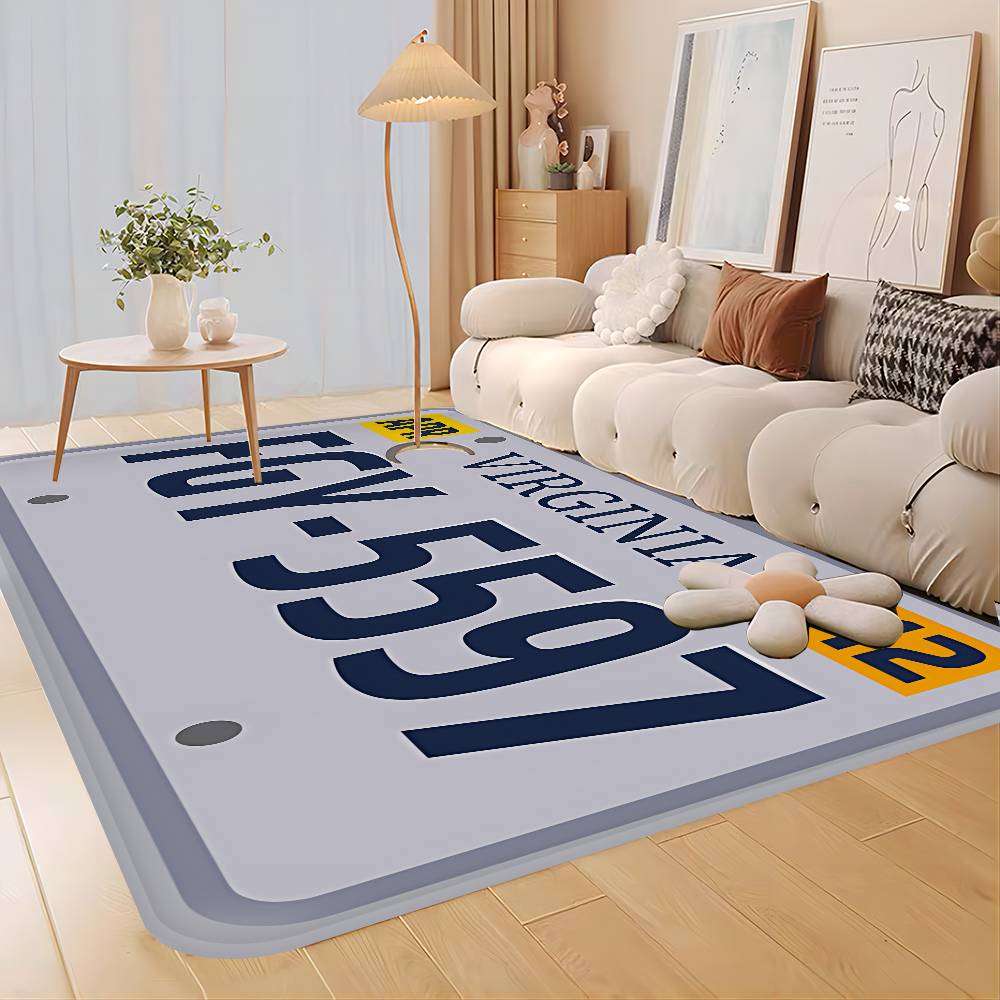 Retro Funny License Plate Number Car Floor Mat Cheaper Anti-slip Modern Living Room Balcony Printed Bedside Mats