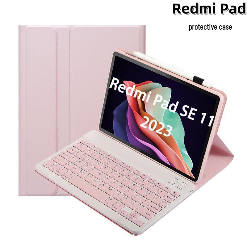 Compatible Red Xiaomi Redmi Pad SE 11 10.6" Tablet Case w/ Detachable Magnetic Bluetooth Keyboard (7 Pro) Leather Cover.