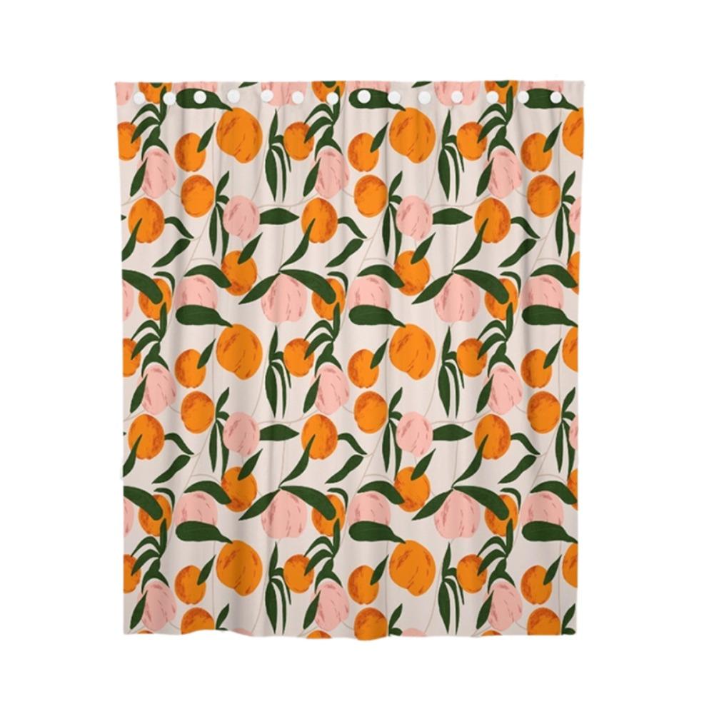 Mildew Proof Orange Peach Shower Curtain with Hook Bathroom Privacy Curtain  Dormitory 70.87x70.87 in-Orange