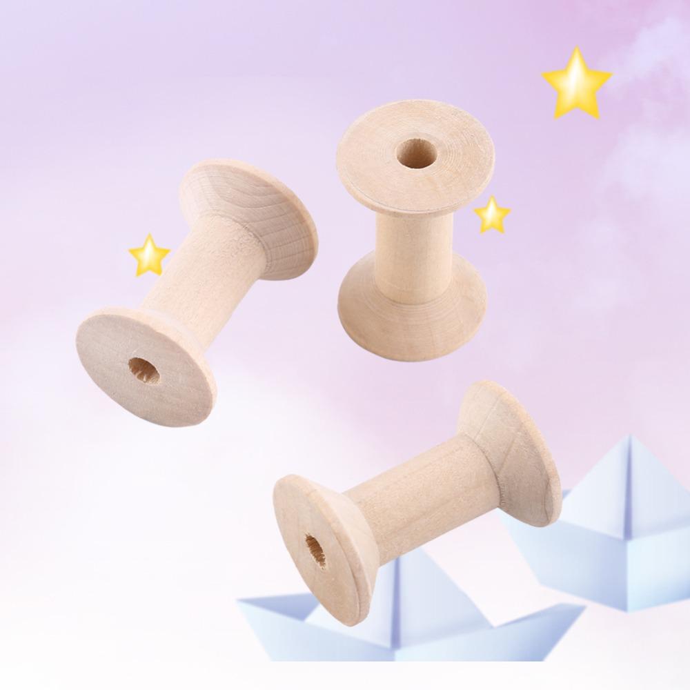 10pcs 1.85 X 1.22in Natural Wood Thread Spools Lightweight Wooden Spools  DIY Sewing