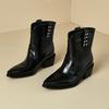 Women's Low-heeled Boots Autumn and Winter New European and American Thick-heeled Large-size Roman Medium Boots