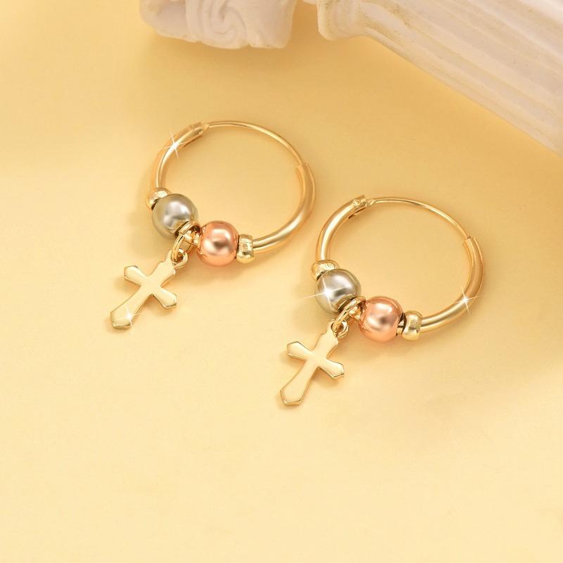 1 Paar Böhmische Kreuz-Ohrringe, Ringform, Geeignet für Damen, Ideal für den täglichen Gebrauch und als Geschenk